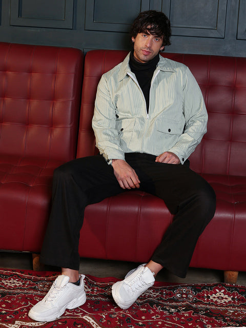Iconic Everyday Zip-Front Crushed-Tactile Jacket