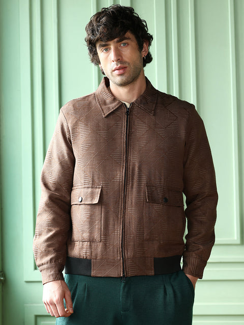 Take 2 Geometric-Jacquard Zip-Front Jacket