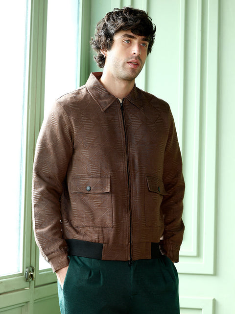 Take 2 Geometric-Jacquard Zip-Front Jacket