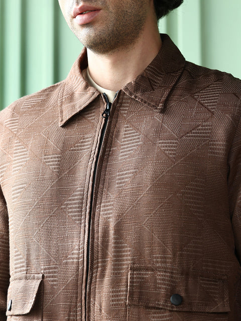 Take 2 Geometric-Jacquard Zip-Front Jacket