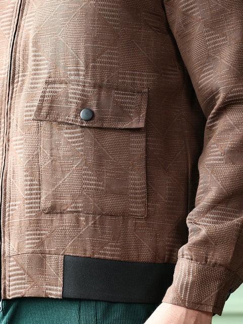Take 2 Geometric-Jacquard Zip-Front Jacket