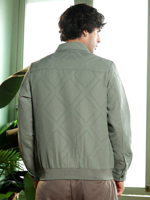 Take 2 Rhombus-Jacquard Zip-Front Jacket