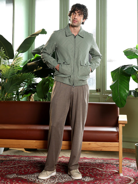 Take 2 Rhombus-Jacquard Zip-Front Jacket
