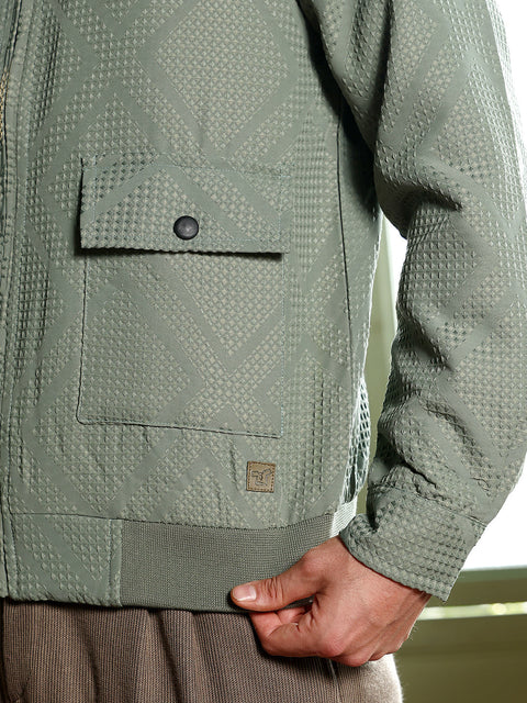 Take 2 Rhombus-Jacquard Zip-Front Jacket