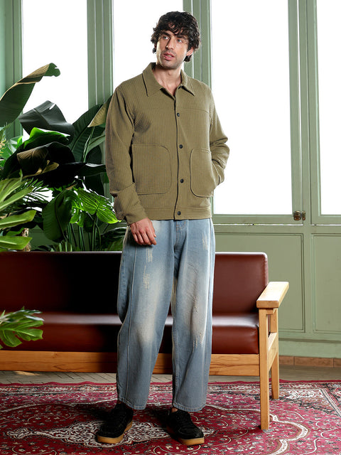 Take Two Men Jacket Crease-Tactile Panelled Jacket