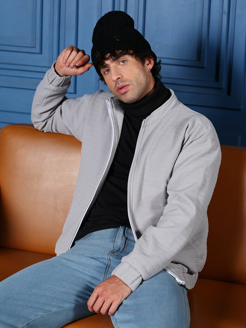 Just Be Chevron Panel-Tactile Bomber Jacket