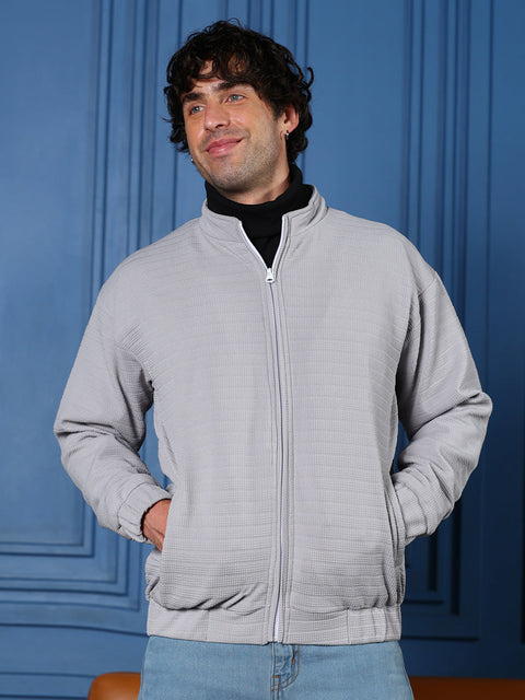 Just Be Chevron Panel-Tactile Bomber Jacket