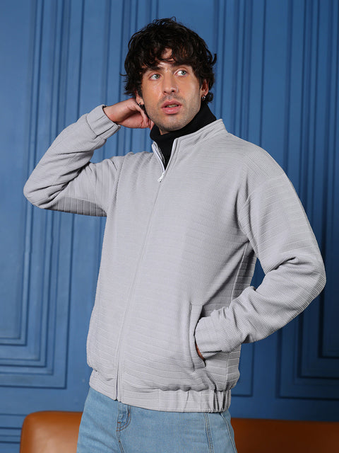 Just Be Chevron Panel-Tactile Bomber Jacket