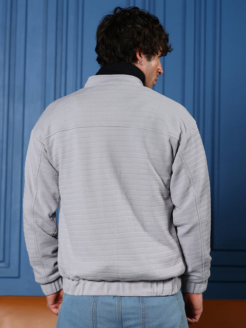 Just Be Chevron Panel-Tactile Bomber Jacket