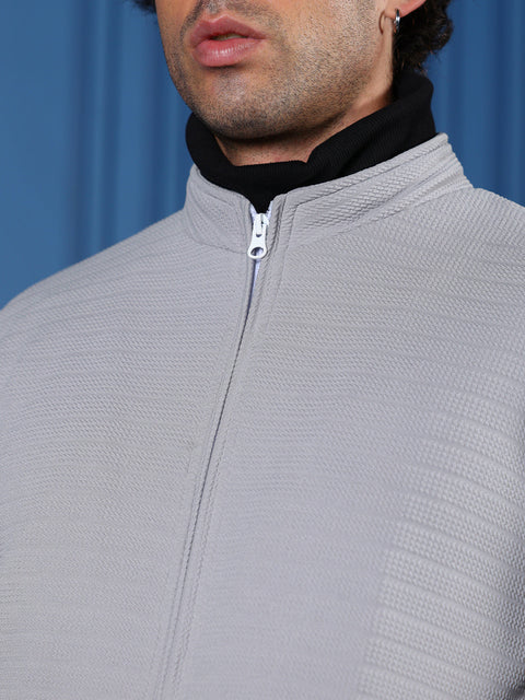 Just Be Chevron Panel-Tactile Bomber Jacket