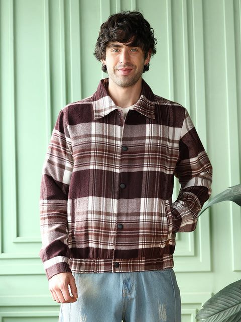 Runway Gods Brushed-Plaid Bomber Jacket