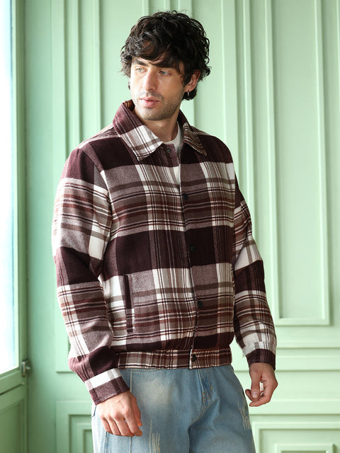 Runway Gods Brushed-Plaid Bomber Jacket