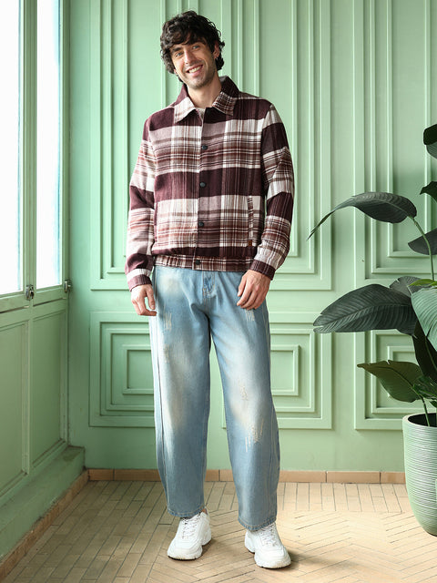 Runway Gods Brushed-Plaid Bomber Jacket