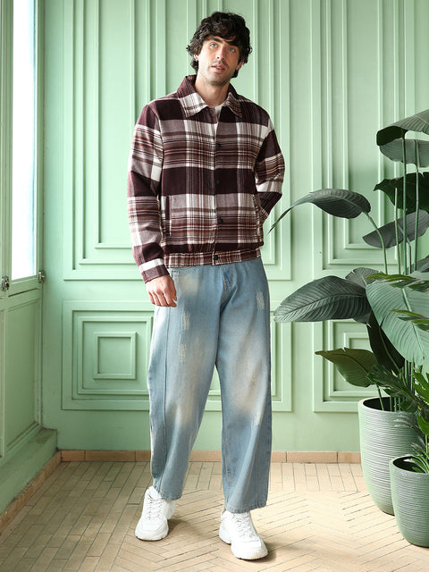 Runway Gods Brushed-Plaid Bomber Jacket
