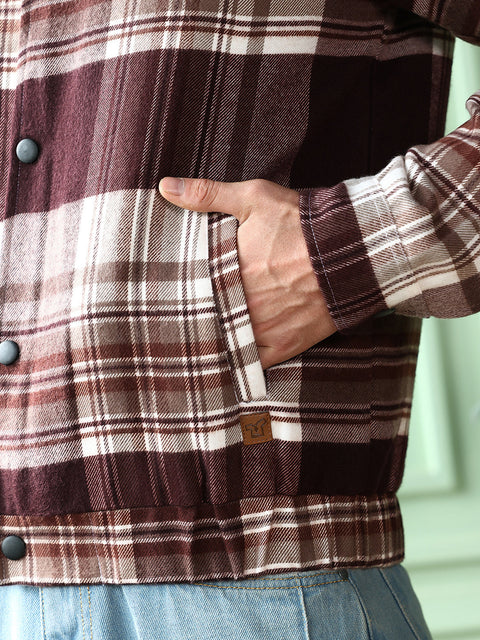 Runway Gods Brushed-Plaid Bomber Jacket