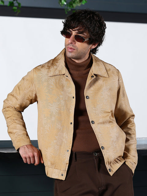 Take Two Men Jacket Palm-Jacquard Bomber Jacket