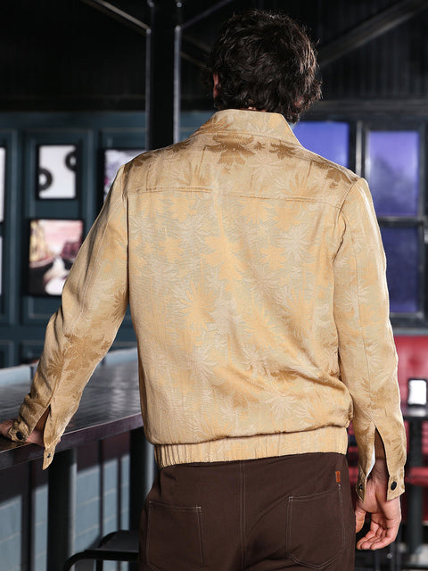 Take Two Men Jacket Palm-Jacquard Bomber Jacket
