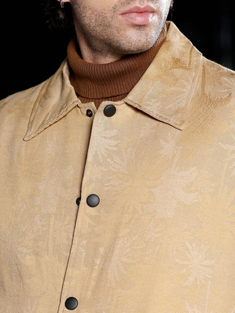 Take Two Men Jacket Palm-Jacquard Bomber Jacket