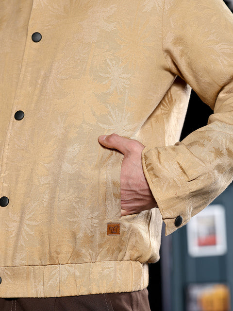 Take Two Men Jacket Palm-Jacquard Bomber Jacket