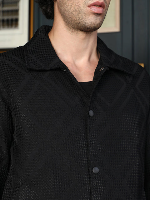 Runway Gods Rhombus-Jacquard Bomber Jacket