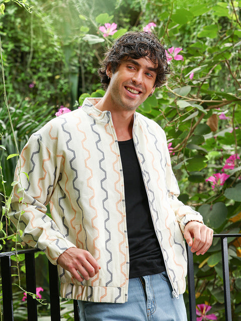 Iconic Everyday Zigzag-Jacquard Bomber Jacket