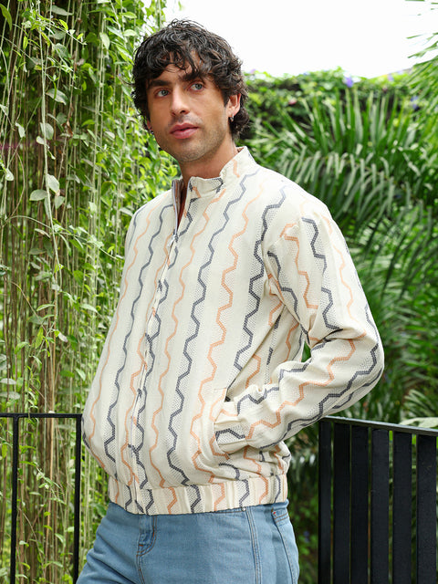 Iconic Everyday Zigzag-Jacquard Bomber Jacket