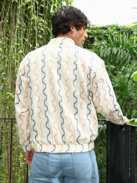 Iconic Everyday Zigzag-Jacquard Bomber Jacket
