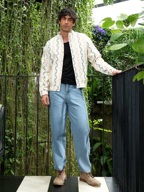 Iconic Everyday Zigzag-Jacquard Bomber Jacket