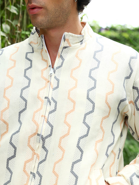 Iconic Everyday Zigzag-Jacquard Bomber Jacket