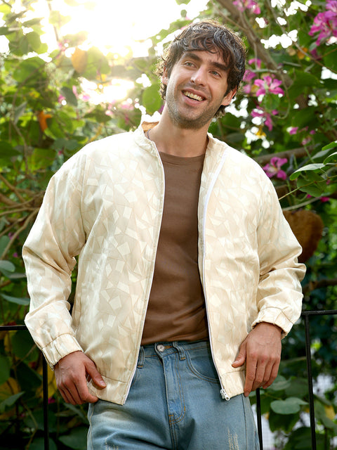 Just Be Mozaic-Jacquard Bomber Jacket