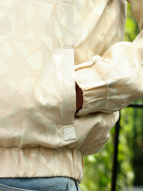 Just Be Mozaic-Jacquard Bomber Jacket