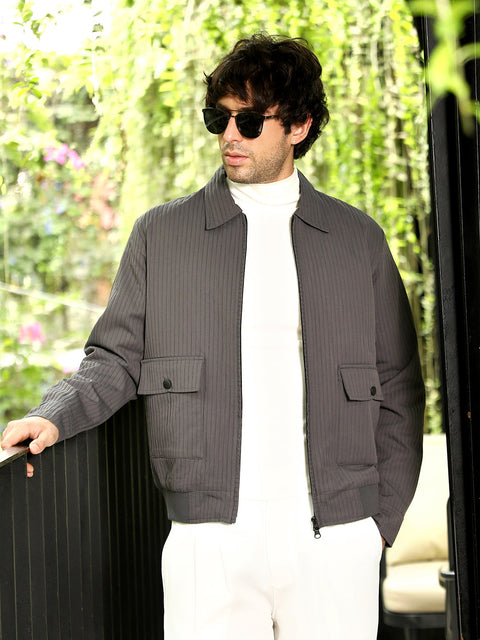 Hooked Zip-Front Lined-Tactile Jacket