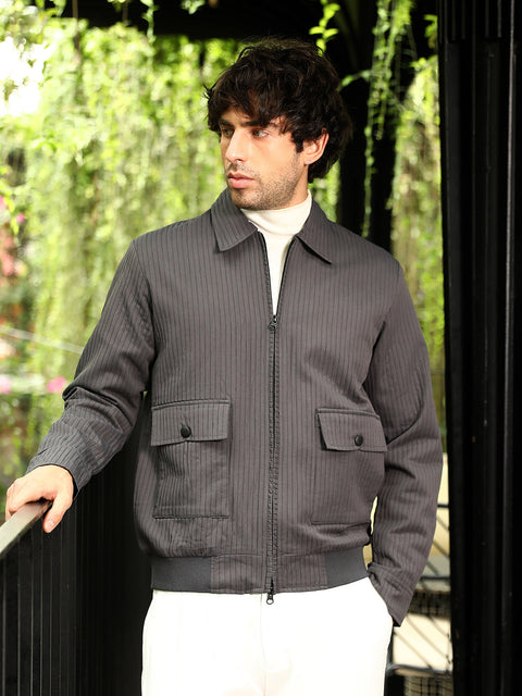 Hooked Zip-Front Lined-Tactile Jacket