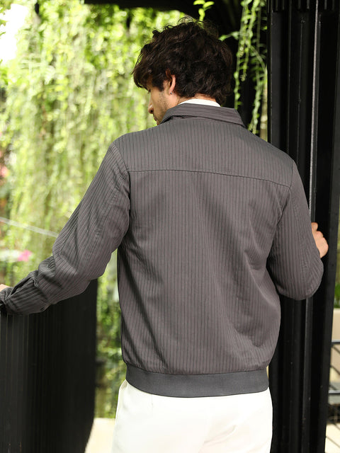 Hooked Zip-Front Lined-Tactile Jacket