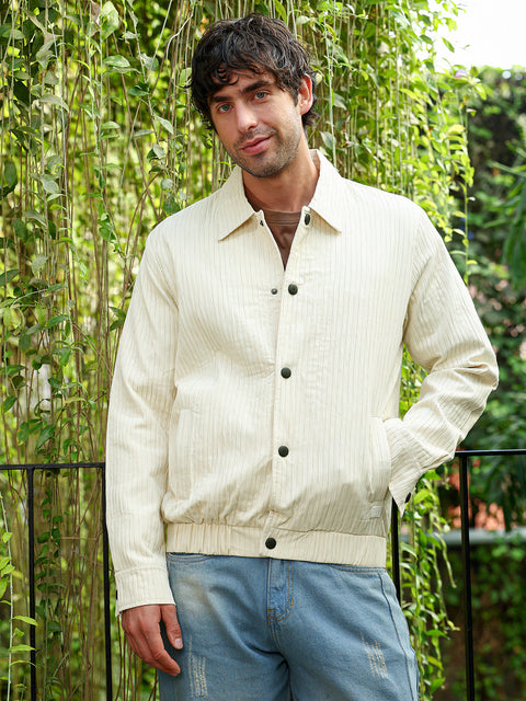 Just Be Lined-Tactile Bomber Jacket