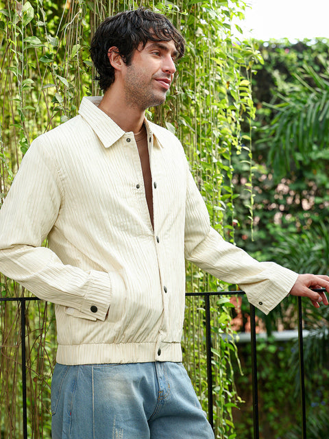 Just Be Lined-Tactile Bomber Jacket