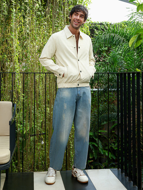 Just Be Lined-Tactile Bomber Jacket