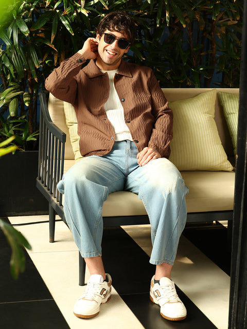 Just Be Crease-Tactile Bomber Jacket