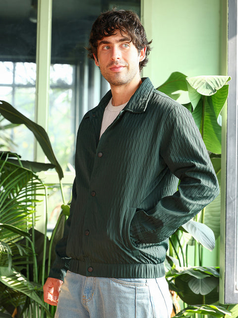 Just Be Crease-Tactile Bomber Jacket