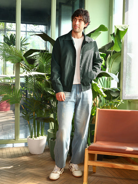 Just Be Crease-Tactile Bomber Jacket