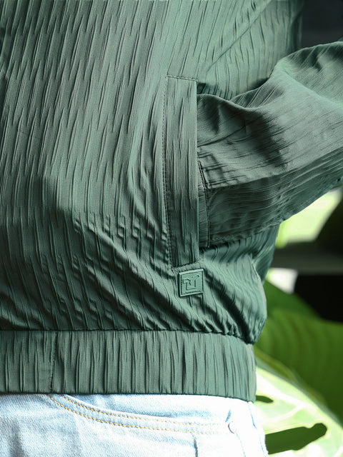 Just Be Crease-Tactile Bomber Jacket