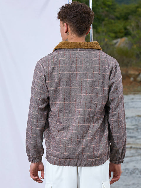 STARCAST Tartan Plaid Jacket With Fleece Collar