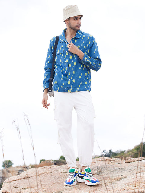 Face Card Heavy Distressed Denim Jacket