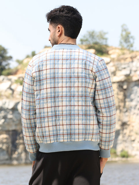 Face Card Tartan Plaid Bomber Jacket