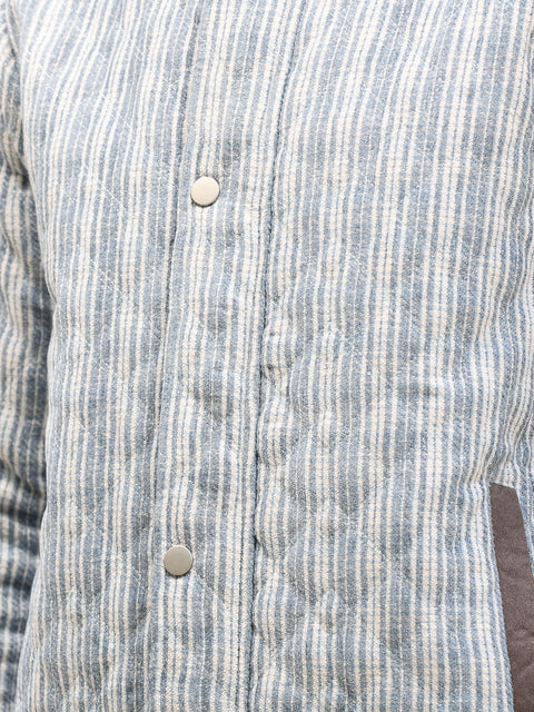 Face Card Striped Quilted Bomber Jacket
