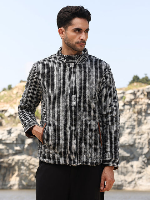 Face Card Multitrack Striped Quilted Jacket