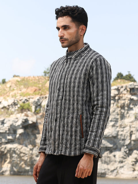Face Card Multitrack Striped Quilted Jacket