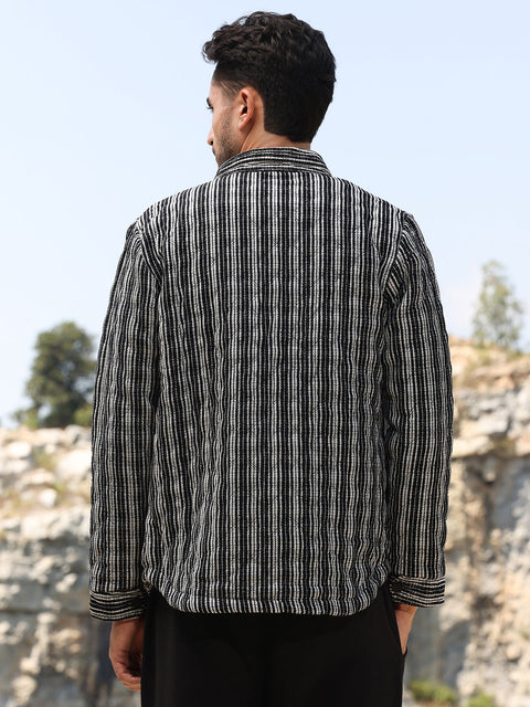 Face Card Multitrack Striped Quilted Jacket