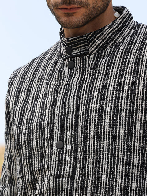 Face Card Multitrack Striped Quilted Jacket