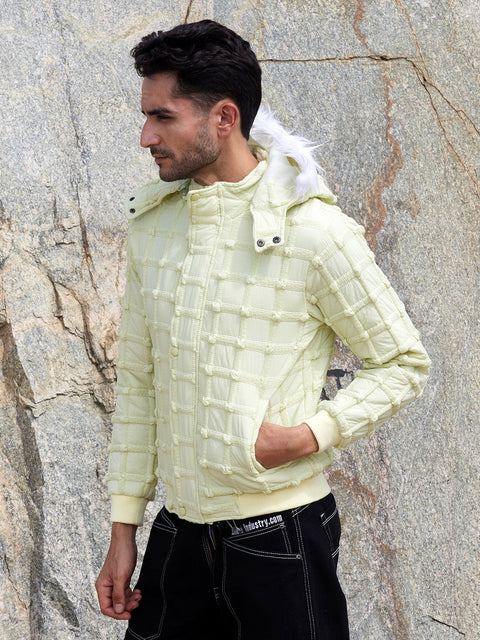 Face Card Self-Design Puffer Jacket With Fleece Hood
